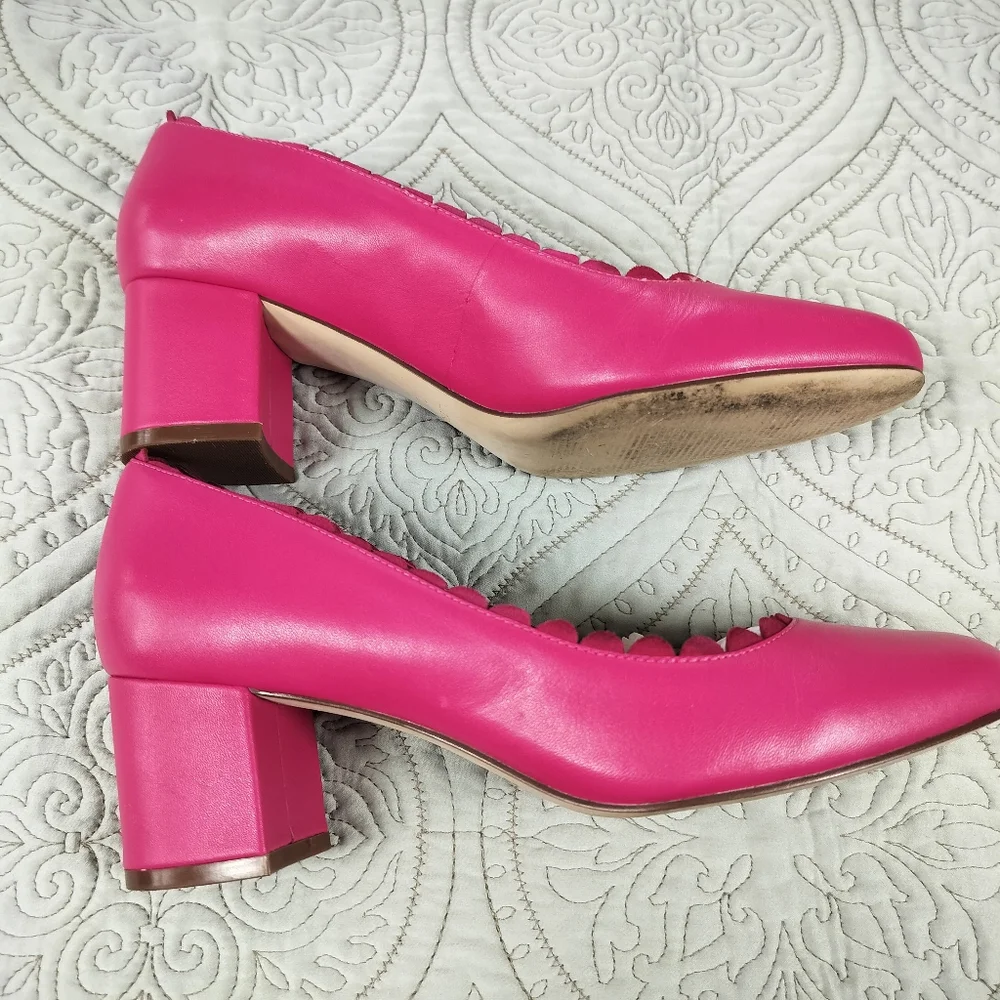 Nine West‎ Hot Pink Finnley Scallop Leather Pumps Womens Size 7.5